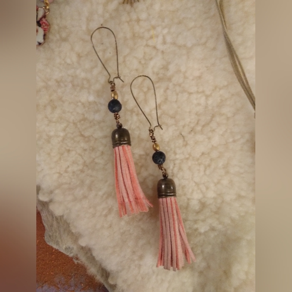 Elegant Pink Tassel Earrings